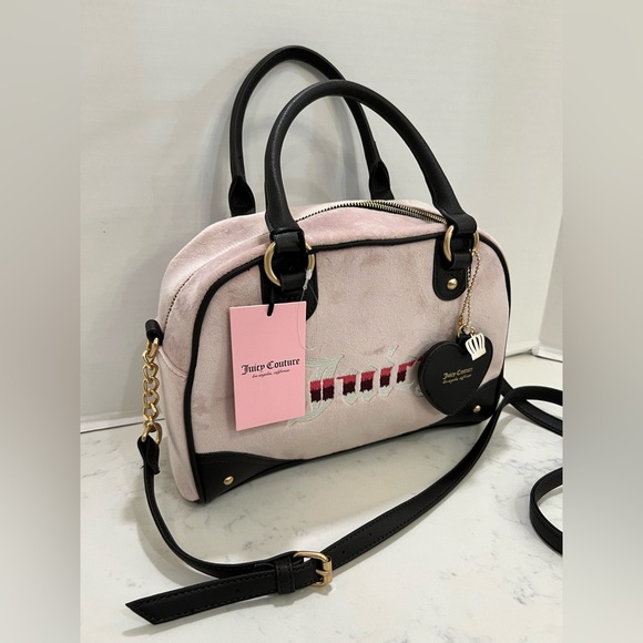 JUICY COUTURE SOFT PINK SATCHEL WITH BLACK ACCENTS